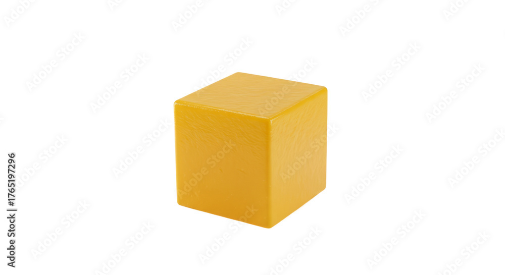 Obraz premium Yellow Cube Abstract Geometric 3D Element Solid Shape