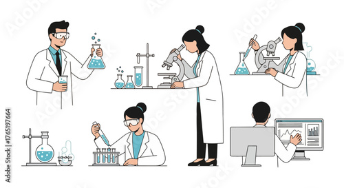 Scientists Conducting Research in a Laboratory Setting, Illustrating Experimentation, Analysis, and Technological Advancement for Scientific and Educational Purposes