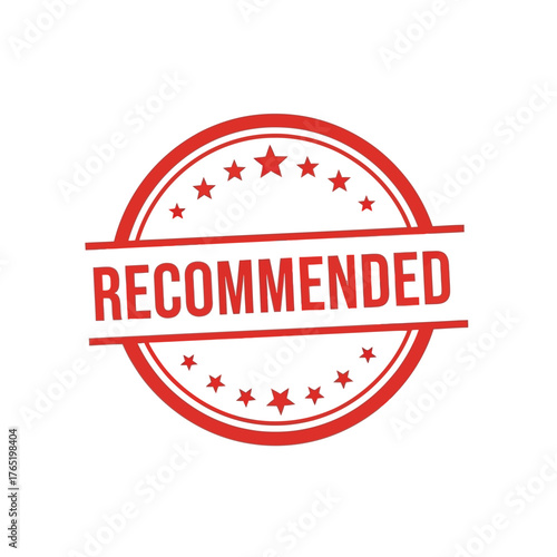 Red recommended circular badge with stars