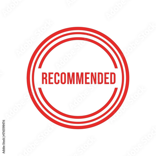 Red circular stamp with the word recommended in