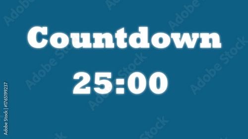 30 second countdown timer with glowing effect, Alpha Channel, 4K video