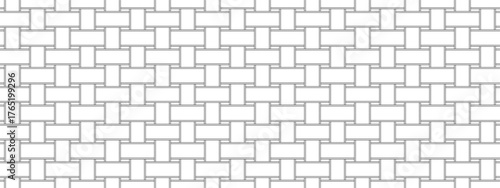 Basket wicker pattern. Black and white woven rattan background. Geometric texture with interlaced rectangular lines