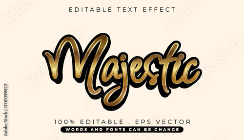 Editable Majestic Text Effect with Gold Gradient and Shadow on Beige Background