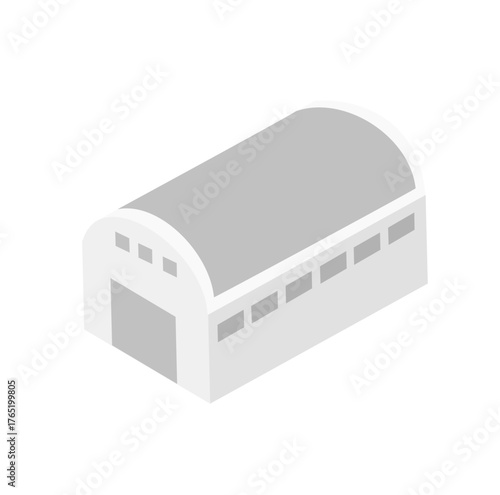 Isometric warehouse building icon representing logistics industry