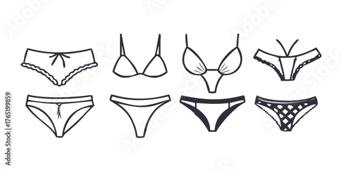 Set of underwear icons. Lingerie icons. Vector illustration