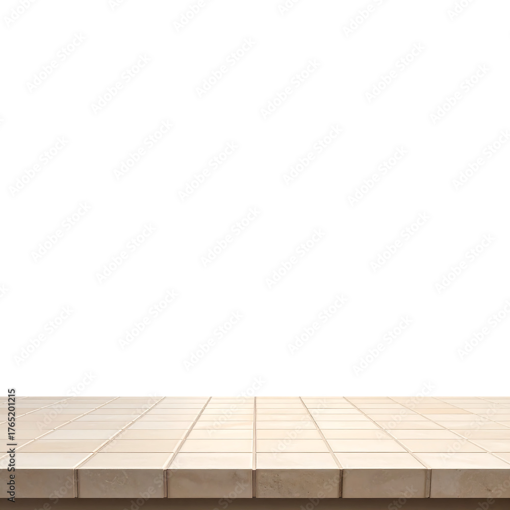 Fototapeta premium Empty wooden table surface facing blurred natural background ideal for product display presentation