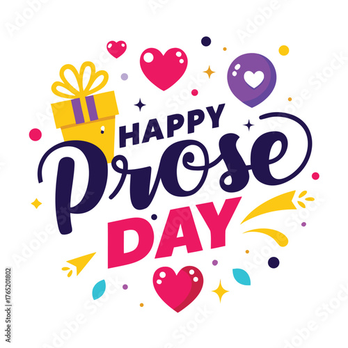 Happy prose day vector illustration greeting card perfect for celebrating literature appreciation and beautiful design elements