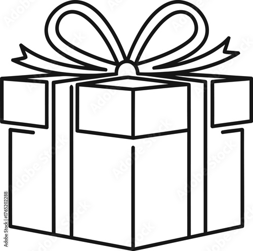 Modern gift box line art for festive holiday celebrations