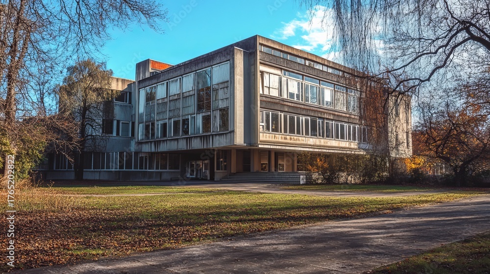 Obraz premium Classic university campus building with brick facade and large windows