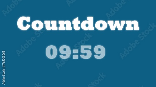15 second countdown timer with glowing effect, Alpha Channel, 4K video