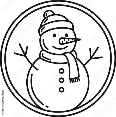 Festive snowman icon for holiday season projects and decoration
