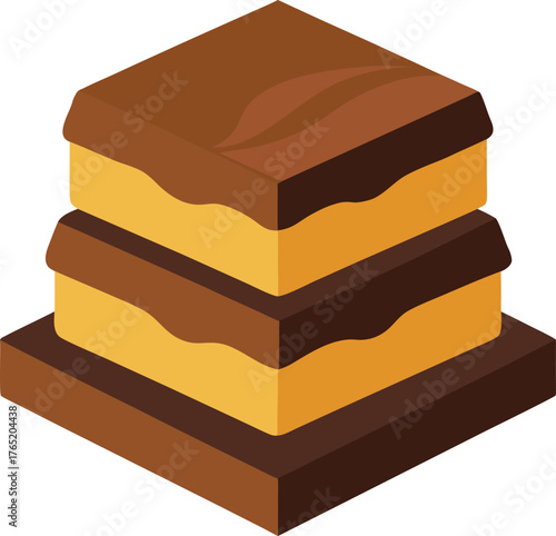 Vector art of a delightful twolayer chocolate and vanilla cake, a sweet treat perfect for dessert, with a rich and decadent flavor