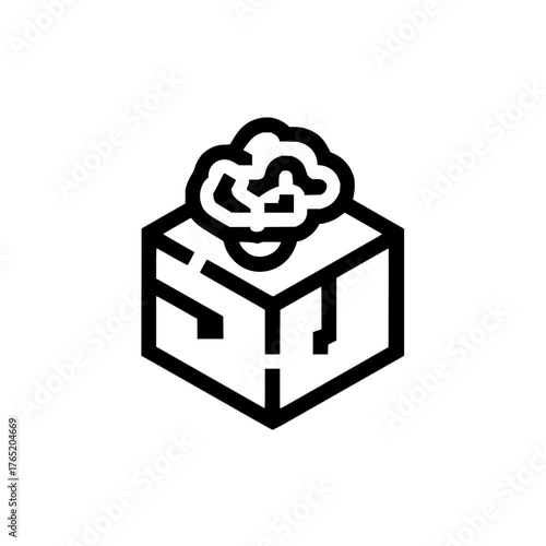 Abstract cube brain logo design for creative thinking and innovative ideas company brand identity vector graphic