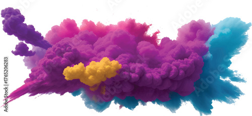 Abstract blue watercolor painting with clouds, texture, and light effect