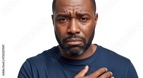 Portrait of a Sad Man creative illustration featuring man, remorseful, upset, alone, african, crying design