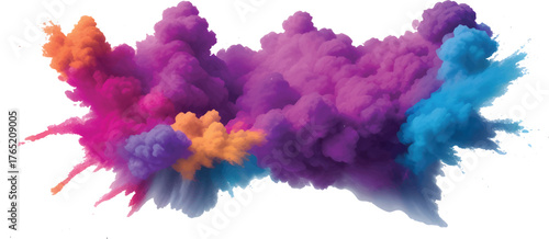 Abstract watercolor sky background with colorful ink cloud explosion and blue paint texture