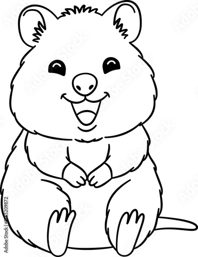 Cute Quokka Outline Cartoon