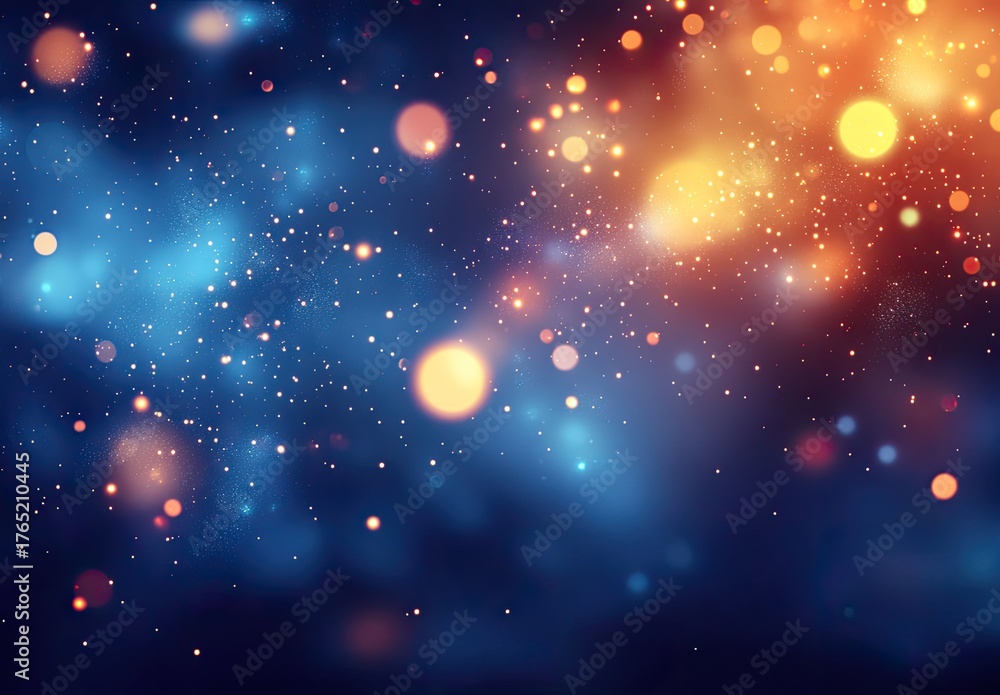 Obraz premium Bokeh lights glow orange and blue in dreamy, abstract space