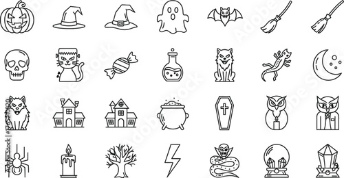 Collection of hand drawn cultural artifact icons and symbols isolated on transparent background