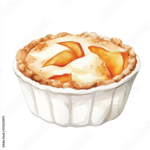Delicious Peach Tart in White Cupcake Liner.