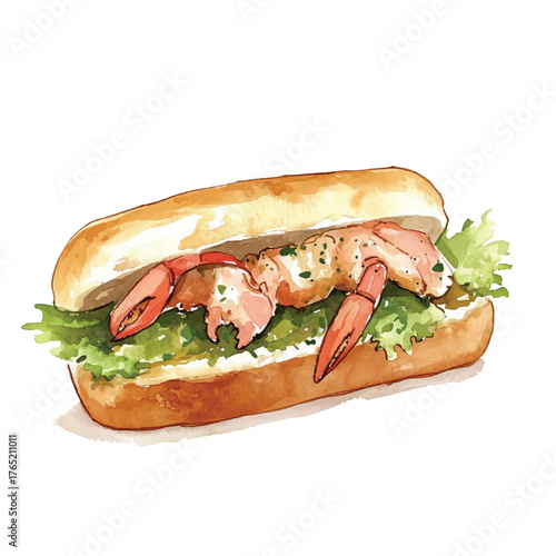 Delicious Lobster Roll with Fresh Lettuce and Toasted Bun.