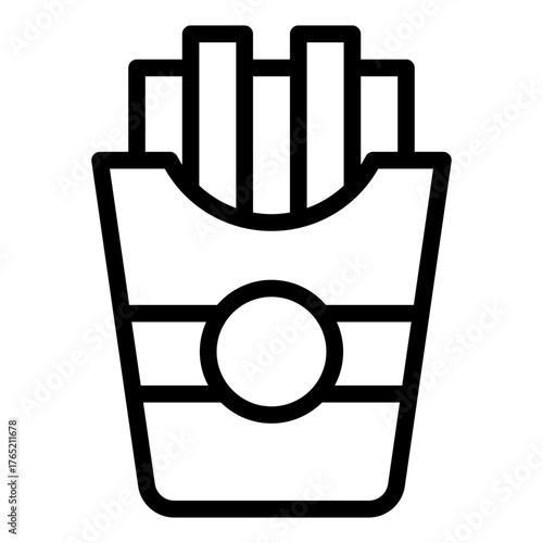 french fries outline icon for snack order at fast food counter