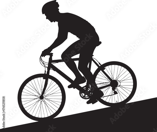 Silhouette of cyclist on a white background. Vector illustration.