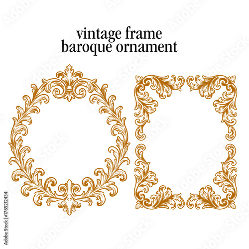 Set of Vintage Decorations Elements. Flourishes Calligraphic Ornaments Borders Corners and Frames. Vintage frames, flourishes, labels and dividers. Baroque Ornament Retro Style for Wedding Invitation 