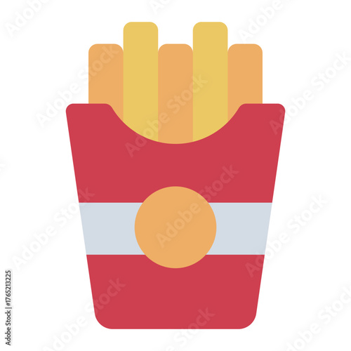 french fries flat icon for snack order at fast food counter