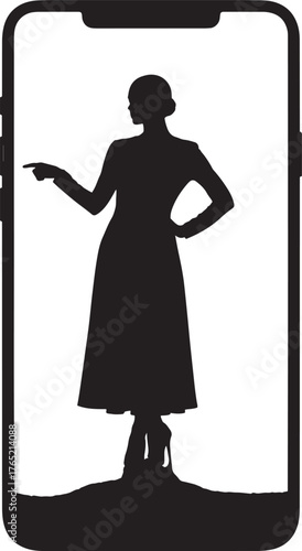 Elegant female silhouette frame design with abstract elements