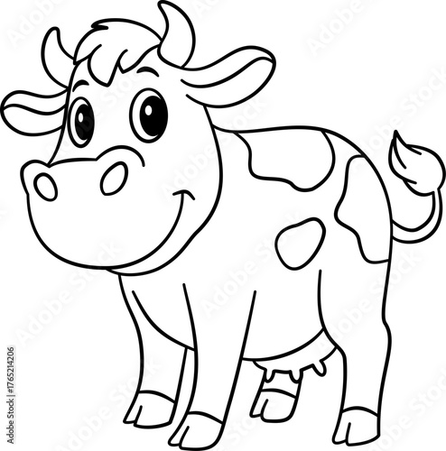 Cute Cow Outline Cartoon