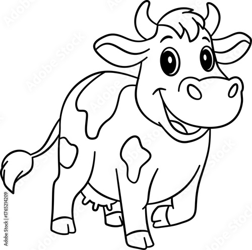 Cute Cow Outline Cartoon