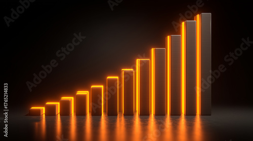 Abstract infographic chart glowing progress line art