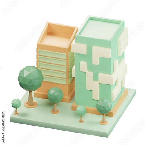 Green CityScape 3D Enviroment Climate Illustration