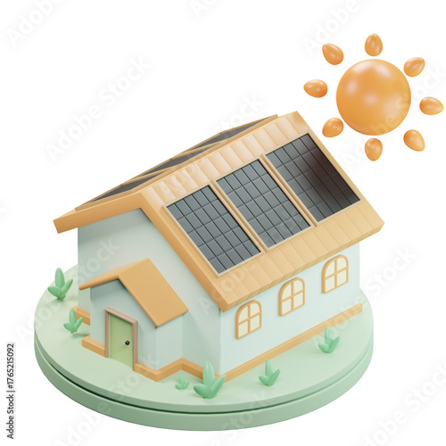 Sustainable Home 3D Enviroment Climate Illustration