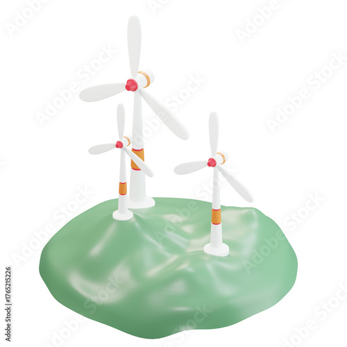 Wind Farm 3D Enviroment Climate Illustration