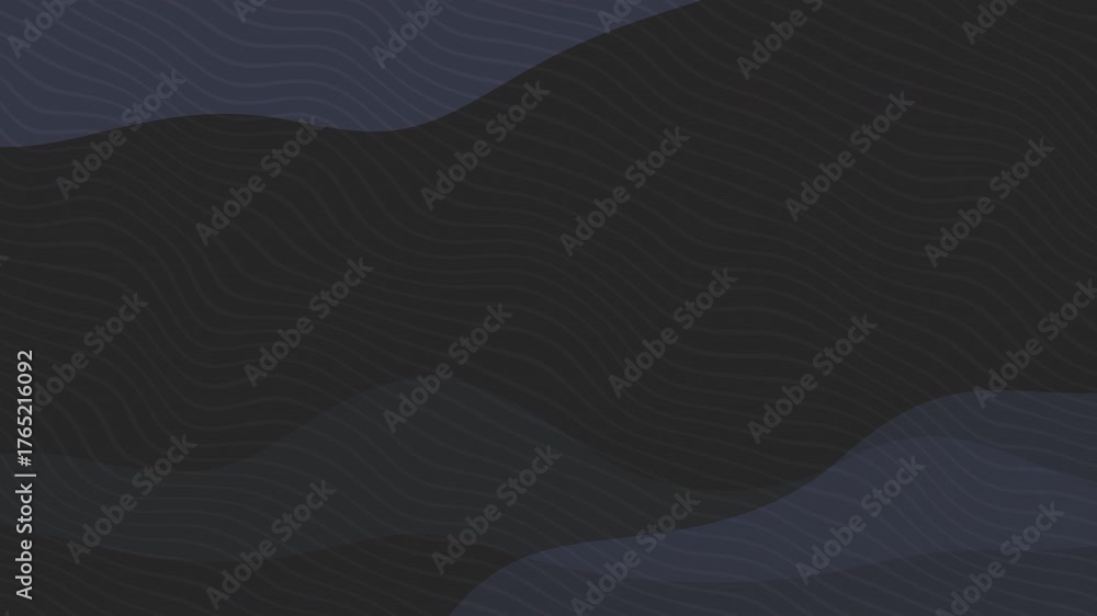 4K motion black background of wavy shapes and lines swaying simultaneously