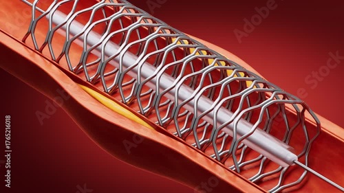 Blood vessel with coronary stent in it, 3d rendering.