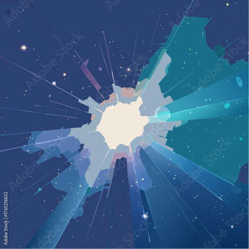 Purple Cyan Gradient Lens Flare Vector Art