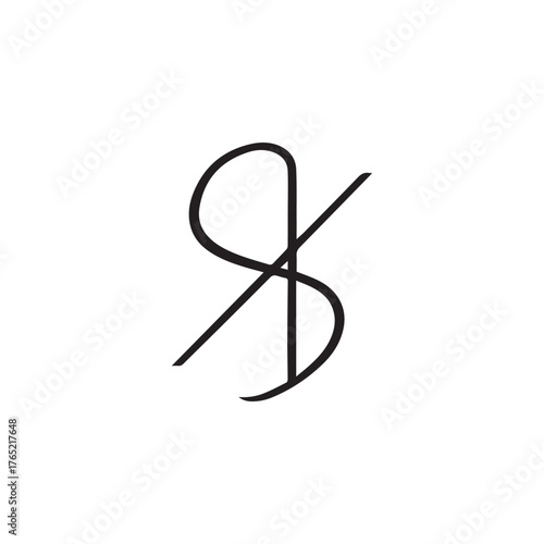 Abstract Monogram Design with a Stylized Letter S and Diagonal Line Modern Graphic Art
