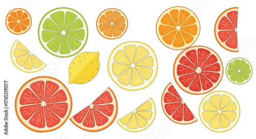 Vibrant citrus slices bursting with fresh flavor, perfect for healthy eating promotions and summer designs