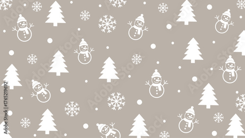Neutral winter seamless pattern vector background, cozy christmas textile texture.