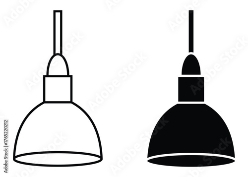 Ceiling Lamp Silhouettes  Chandelier Pendant Flat Vector Illustration.
