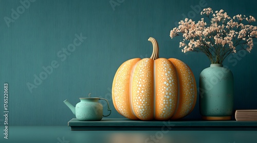 Modern Home Fall Spotted Decorative Pumpkin Scene, Halloween Thanksgiving Design and Decoration Material