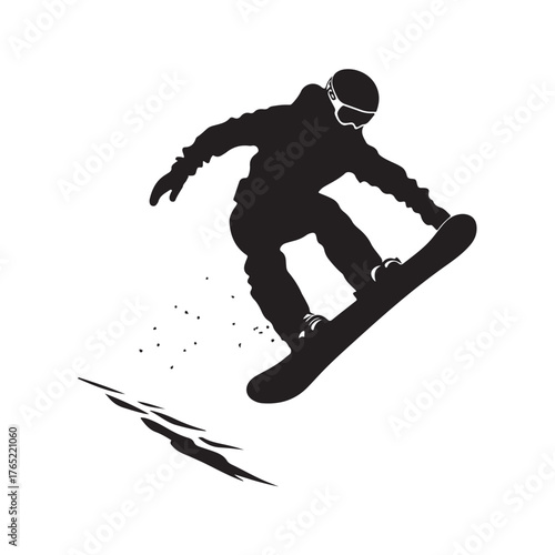 Snowboarding player silhouette full body. Snowboarder posing illustration. People doing extreme sport. 