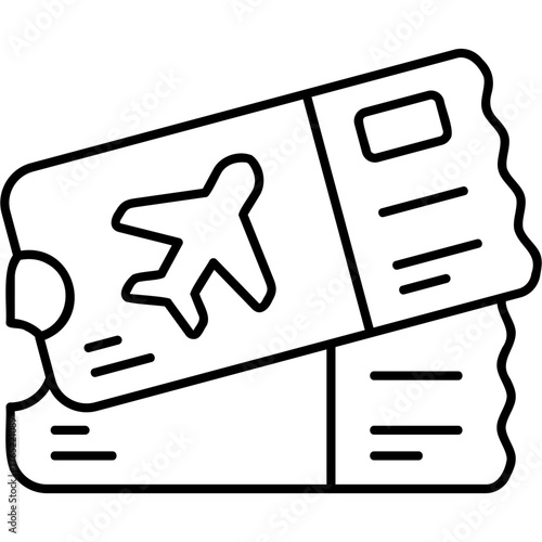Line Art Airplane Ticket Icon