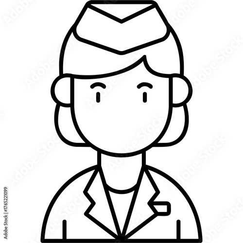 Line Art Air Hostess Icon