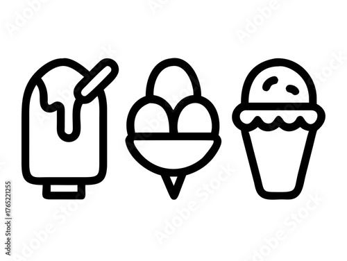 Vector ice cream line icon set vector

