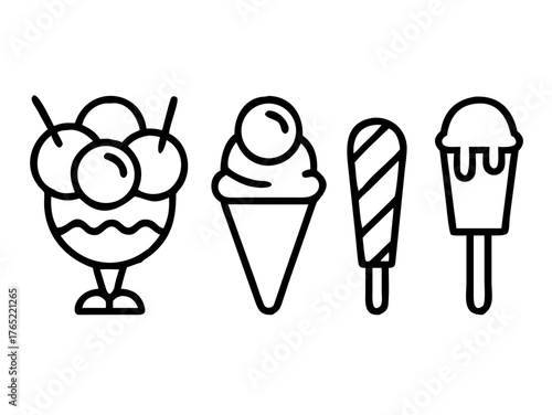 Vector ice cream line icon set vector

