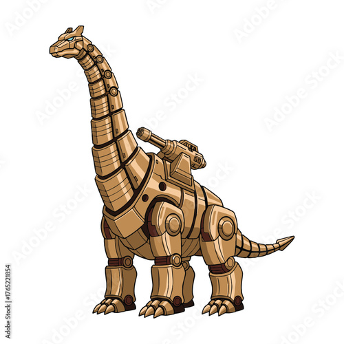 Bronze Brachiosaurus Titan Mecha Illustration